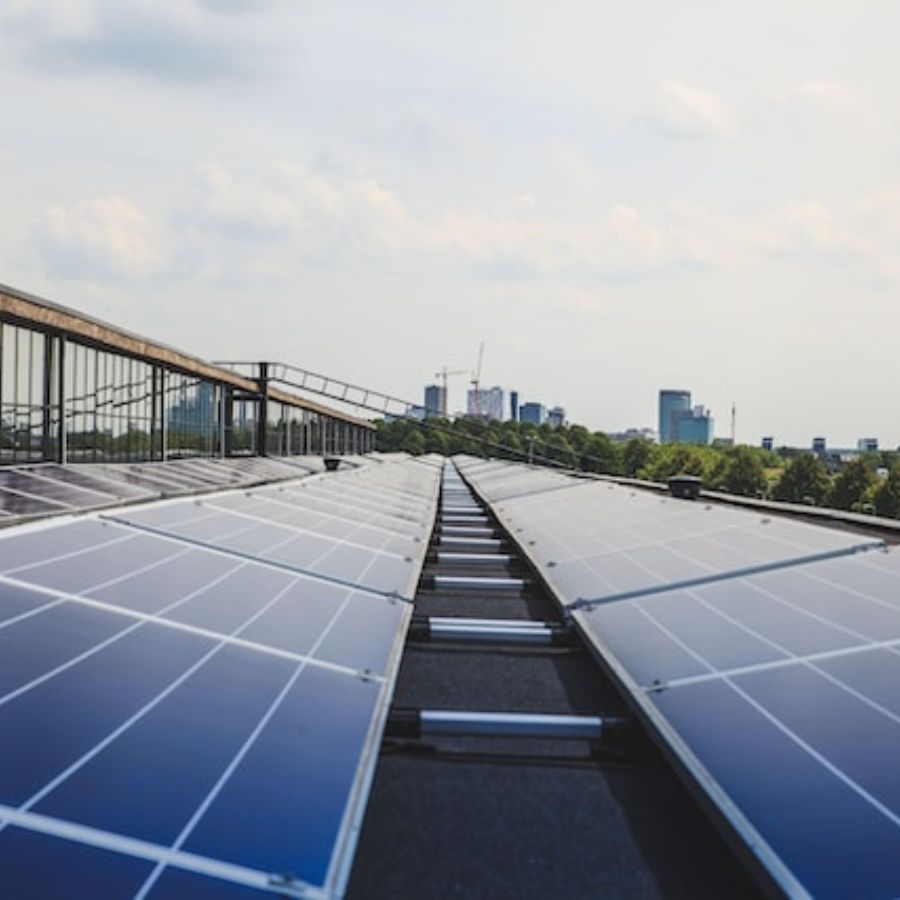 large solar panels on a field