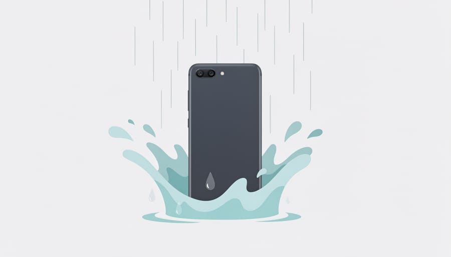 Earbuds emerging through a splash of water on a dark background