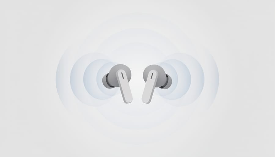 AirPods Pro earbuds and silicone tips on a dark desk with subtle visual cues suggesting quiet listening